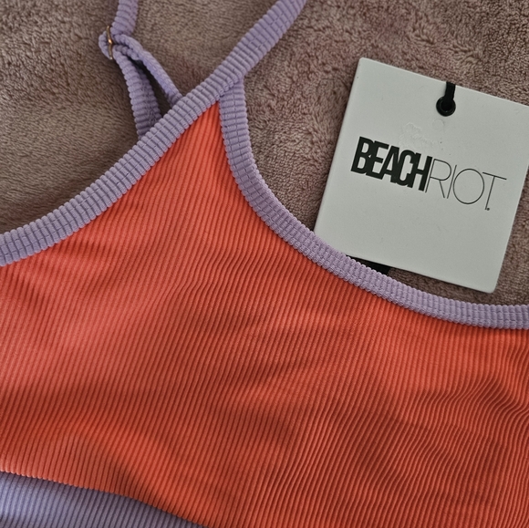 ☀️New Beach Riot Eva Ribbed Colorblock Bikini Top Small🌻 - Picture 3 of 6